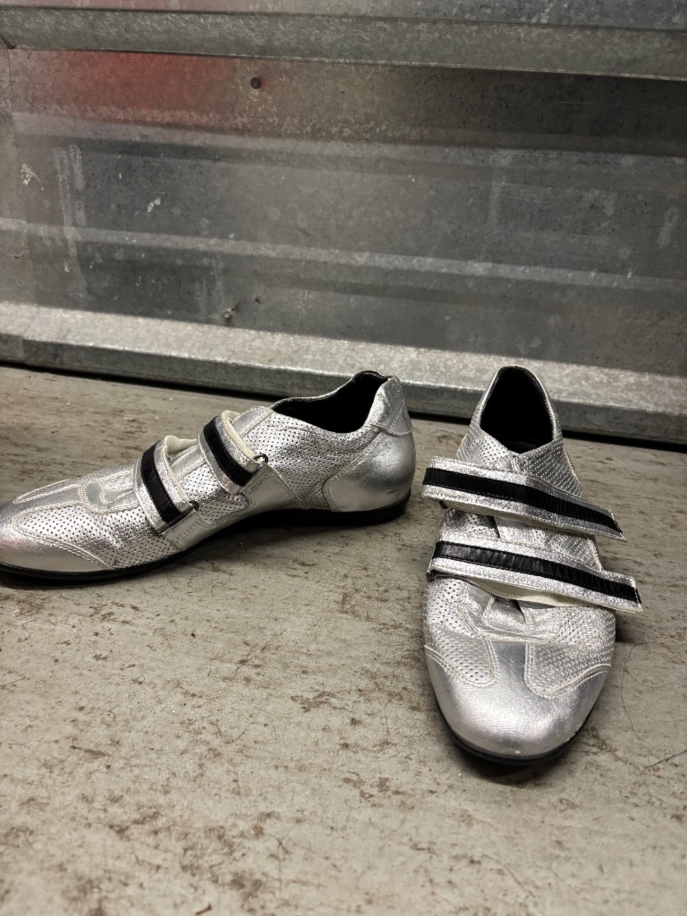 Cesare Paciotti Silver Leather Sneakers Size 40 to 42